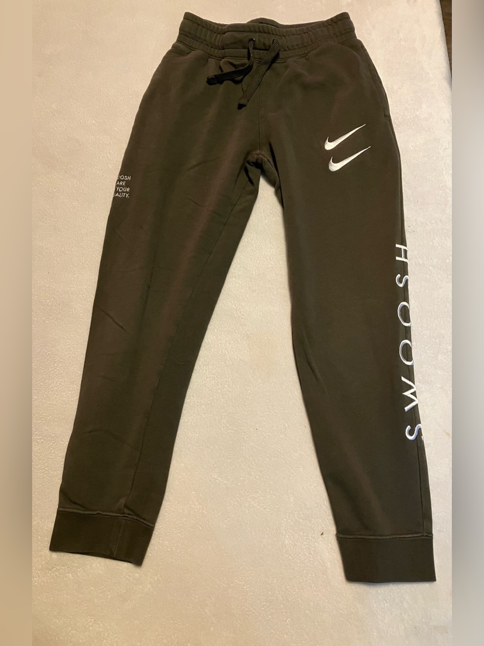 Nike Olive + White Swoosh Joggers